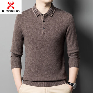 Kbxng jinba business men's cardigan men's loose lapel sweater middle-aged and elderly men's business men's bottoming shirt light coffee s 165