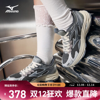 美津浓（MIZUNO）男女跑步运动休闲鞋缓震透气网面拼接RACER S 1.0 19/渣渣灰 42.5