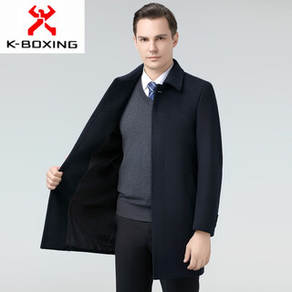 Kbxng jinba middle-aged and elderly sheep coat men's long 2025 new middle-aged casual woolen woolen coat windbreaker picture color l 175