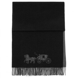 Coach carriage pattern wool velvet scarf unisex couple style black default f