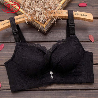 Langsha wireless extra thick bra small breast cup thickened new year red ladies underwear lace sexy push up adjustable bra jet black 70a 32a