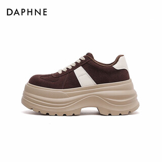 Daphne daphne thick-soled moral training shoes for women plus velvet to keep warm 2025 winter new retro versatile casual platform shoes for women brown single layer heel height 7cm 39 (245mm) standard size