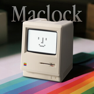 Jeffbona retro dot matrix screen apple maclock style table with macintosh electronic alarm clock rechargeable desktop multi-function clock supports brightness adjustment calendar temperature week classic gray* brightness adjustment week temperature calendar rechargeable battery