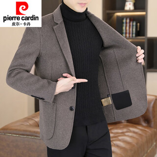 Pierre cardin woolen woolen suit men's spring and autumn versatile thickened double-sided woolen jacket men's short woolen coat camel gray double-sided woolen woolen m suitable for 90-110jin jin is equal to 0.5 kg