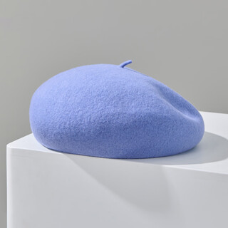 Story beauty black sheep wool beret soft and waxy fashion versatile large head circumference showing face small hat autumn and winter warm painter hat sky blue one size