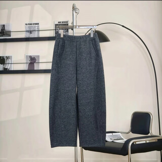 Australian wool sheep wool scimitar straight pants 2025 new style nine-point plus velvet thickened slim casual pants for women 8825 black gray s 85-100jin jin equals 0.5 kg