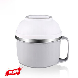 Martigues stainless steel lunch box student office worker separated fast food cup large thickened anti-scald lunch box female lunch bowl light gray gray single bowl