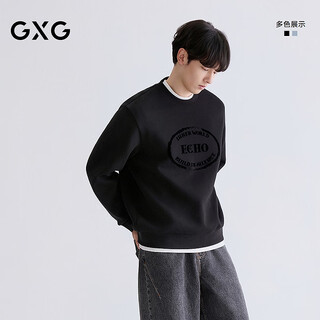 Gxg men's round neck sweatshirt flocked printed sweatshirt two-color long-sleeved top black 185/xxl