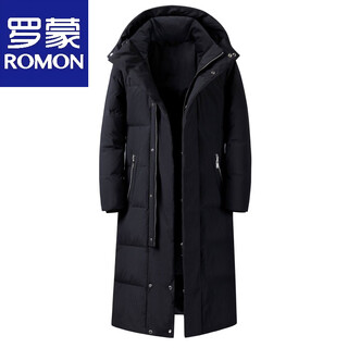 Luo meng's new down jacket, men's long cotton-padded jacket, couple's style, knee-length long warm, thickened northeastern winter jacket for women, black m (90-110) jin jin is equal to 0.5 kg