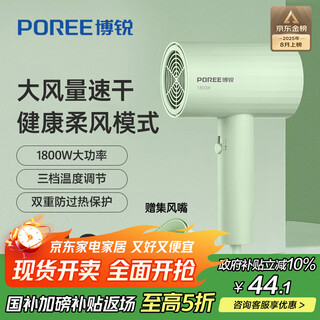 Flyco bo rui hair dryer for hair use at home, high-power, non-harming, portable hair care hair dryer for women's dormitory, occ national subsidy, emerald green ph1628