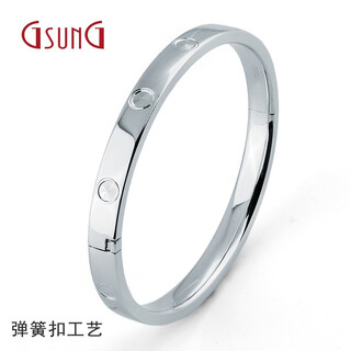 Gsung platinum pt950 bracelet women's platinum men's and women's couple bracelet simple fashion spring buckle bracelet priced by gram contact before bidding