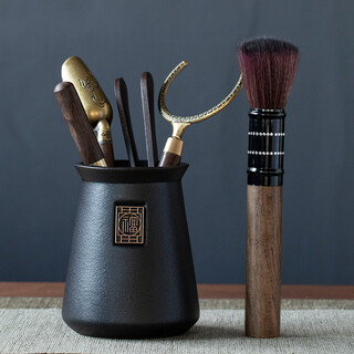 Lion aokang ebony tea ceremony 6 gentlemen tea making tools set tea art tea knife tea clip utensils six gentlemen tea accessories complete collection lighthouse high-end six gentlemen