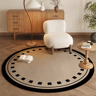 Fantasy round living room carpet, household stain-resistant, non-slip, no-wash, wipeable floor mat, high-end french medieval bedroom bedside blanket, ink embellishment, high standard cotton and linen bottom, diameter 300cm, large apartment