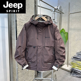 Jeep spirit men's new outdoor two-cotton jacket, autumn and winter cold-proof hooded lightweight cotton jacket, casual workwear, thin cotton jacket, angora purple cotton jacket, add to favorites and receive priority delivery l 100-125jin jin equals 0.5 kg