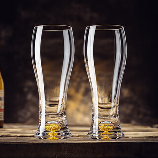 Fantasy large capacity beer mug home crystal glass craft beer cup light luxury high-end internet celebrity juice cup set gold foil beer mug 320mlx2 free bottle opener cup brush