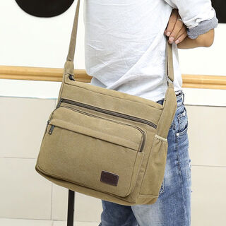 An junsheng multi-compartment file bag, enlarged canvas wear-resistant tool bag, canvas bag, thickened electrician bag, student shoulder bag, khaki