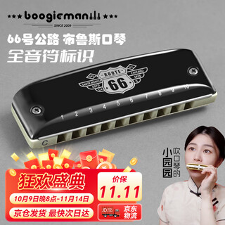 Boogieman yuanyuan's same style route 66 blues paddy ten-hole harmonica for adults and children beginners c key harmonica