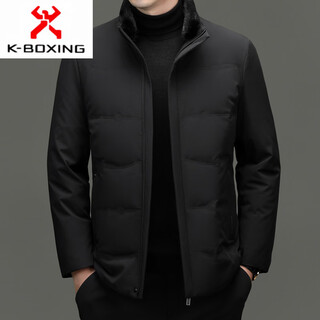 Kbxng jinba mink fur collar men's down jacket winter new middle-aged business casual white duck down warm jacket outer black m 170