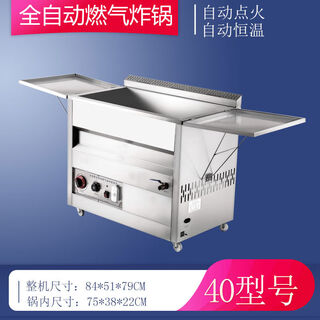 Gas fryer commercial stall gas fully automatic temperature control fried dough stick machine fried chicken steak liquefied gas electric fryer 1 inch luxury enlarged 40 type long 84 wide 510 high 790 flip model