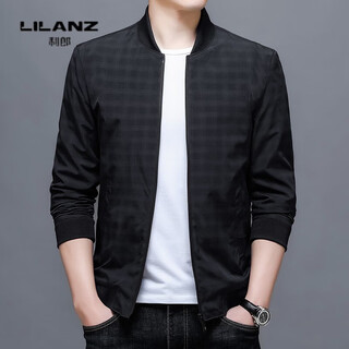 Lilang autumn men's jacket korean style trendy jacket men's casual tops for young and middle-aged men black m (170)