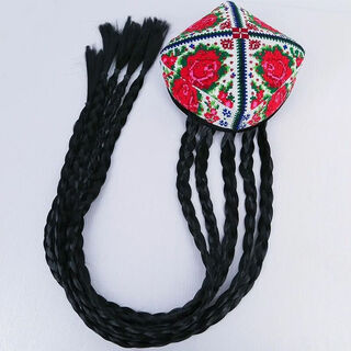 He jiagong's xinjiang dance four-corner uyghur hat head performs adult ethnic flower hat ethnic dance small flower hat examination hat a style hot 56cm