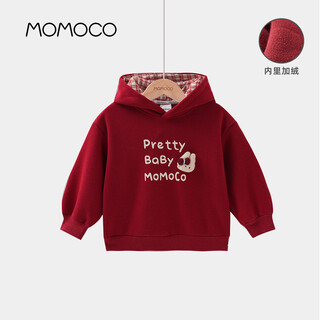 Mami maka (momoco) boys new year clothing sweater children's clothes fleece lined long sleeve fashion sweater 36 red 110