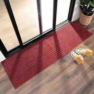 Yusenyi entrance tiled aluminum alloy dust-proof carpet entry door mat outdoor anti-slip door mat metal door mat burgundy width 180cm (take a few pieces to send a few meters in length)