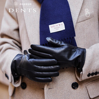 Dents light luxury touch screen gloves for women autumn and winter shearling plus velvet thick warm birthday and spring festival gift 7-2461 black m