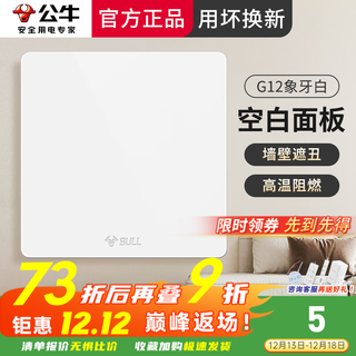 公牛g12太空银开关插座面板全屋86暗装usb五孔插座空调网络电视电脑 【白色】白板