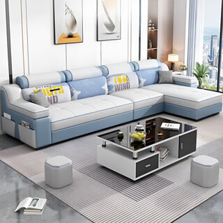 Simple classic 2026 new sofa living room simple modern nordic light luxury technology cloth small apartment combination home fabric sofa no. 1 color no-wash wear-resistant technology cloth 2.2m three positions + foot pedal latex version + coffee table tv cabinet
