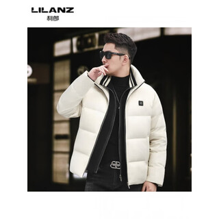 Lilanz winter white duck down jacket men's stand collar short style young and middle-aged business casual coldproof warm men's down white 14xl (190)