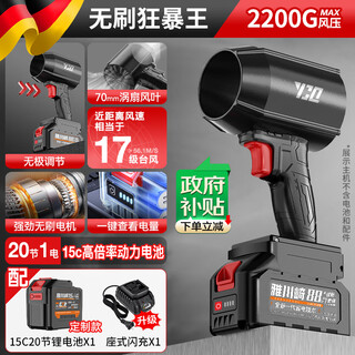 Ya kawasaki top equipped with 2200g wind pressure industrial turbine violent ducted fan brushless motor powerful blowing wind blower single battery 20 cells brushless hurricane king industry peak blowing pressure 2200g free storage bag