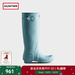Hunter outdoor camping women's rain boots classic wellington british rain boots waterproof non-slip knight boots women's boots women's matte ice blue/bhu 40 (40.5)