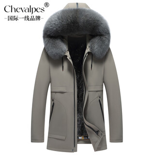 Chevalpes international first-line brand 2025 winter new parka men's mink liner short fur integrated mink khaki fox fur collar + mink liner m 170