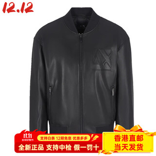 Armaniexchange armani ax men's slim leather baseball collar jacket black xs 160/80a_