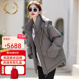 Lism shopping mall same style high-end down jacket light and thin quilted down jacket women's mid-length 90 white duck down fried street gray m