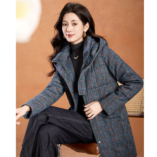 Kebel sequined hooded mid-length down jacket for women, new winter fashionable and stylish little man coat l