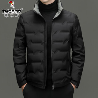Woodpecker stand collar short down jacket men's winter 90% white duck down business casual warm thin thickened top jacket yr23292 black m