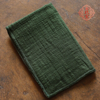 Hidden tea edge fabric tea towel 100% cotton linen tea cloth japanese kung fu tea props spare parts tea aesthetics pure cotton tea towel square towel wholesale cotton and linen tea towel-green 19*29