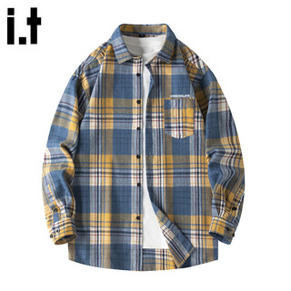 Chocoolate it striped long-sleeved shirt for men 2025 autumn and winter american retro commuting plaid casual top dark blue m recommended 90jin jin equals 0.5kg -110jin jin equals 0.5kg