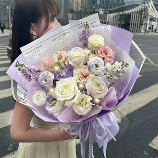 Baihuaguan flower express flower gift purple rose gypsophila bouquet birthday gift for girlfriend and wife same-city delivery purple charm | dyg55