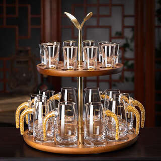 Yusenyi's new white wine glass set for light luxury segment with wine dispenser 1ml wine glass for entertaining wine set gold foil wine dispenser 100mlx10 white wine cup 10mlx10 gold leaf