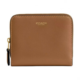 Coach new york billfold 11 brand logo snap closure calfskin wallet mini women's honey brown 1 honey brown 2