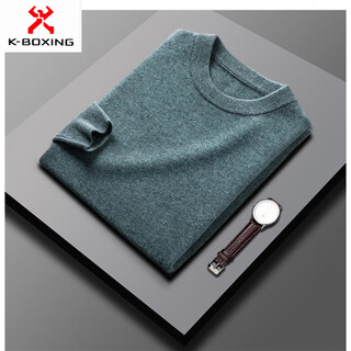 Kbxng jinba business men's round neck pullover autumn and winter new solid color long-sleeved men's bottoming shirt middle-aged business men's wear pea green s 165