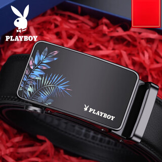 Playboy (playboy) men's belt automatic buckle trousers belt business casual simple pure cowhide trouser belt black z2428-0b gift box 110cm