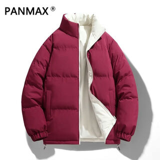 Panmax winter reversible cotton jacket cotton jacket for men and women loose, trendy, versatile, warm and thick stand-collar cotton jacket burgundy s recommended 100-125 jin jin equals 0.5 kg