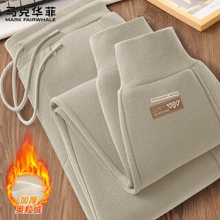 Mark huafei men's trousers plus velvet and thickening 2025 new winter loose leggings sports sweatpants men's trendy brand warm men's trousers