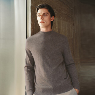 Mai meng dou xiao's same style 100% wool sweater mm mai meng men's old money style sweater knitted bottoming shirt long sleeve 25 winter half turtleneck brown m