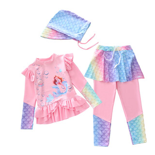 Da tuan xiao yuan's new children's swimsuit for girls and babies split medium and large children and girls sun protection long-sleeved professional training swimwear upgrade aixiao xl (100-110cm, 32-39jin jin equals 0.5kg)