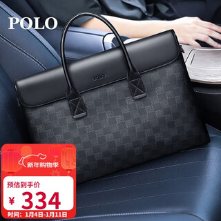 Polo briefcase men's business handbag men's 15.6-inch computer bag business trip conference bag horizontal shoulder crossbody bag